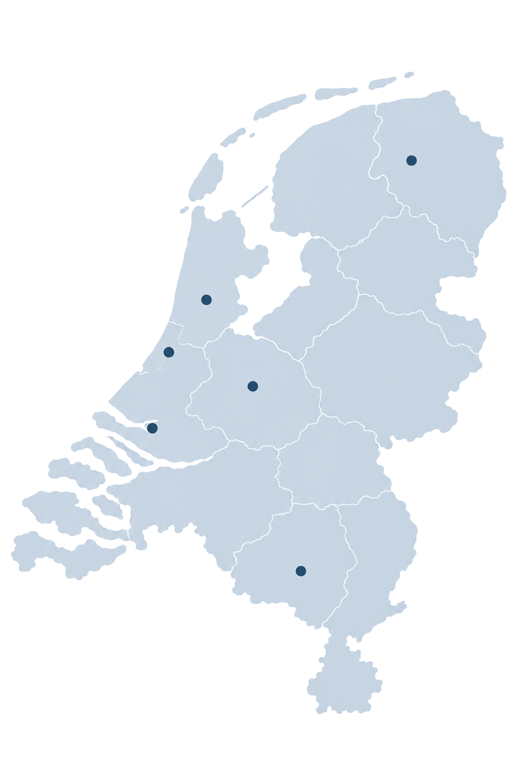 Kaart van Nederland met deelnemende centra